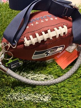 Seattle Seahawks Mini Football Crossbody Bag - Brown & Navy
